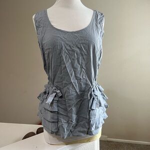 MOSCHINO  Women’s Gray Ruffles‎ Sleeveless Tunic Blouse size 6 Sexy designer